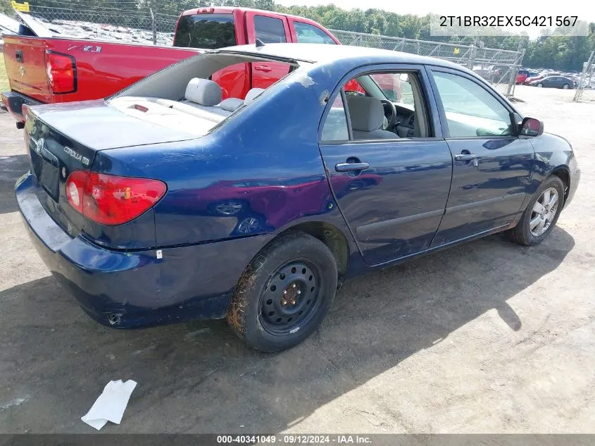 2005 Toyota Corolla Ce VIN: 2T1BR32EX5C421567 Lot: 40341049