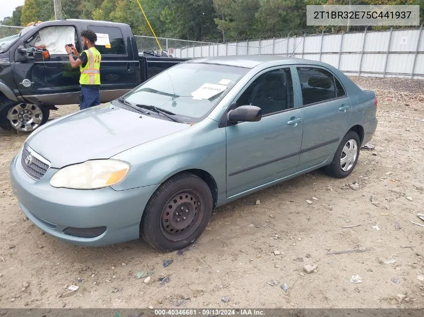 2005 Toyota Corolla Ce VIN: 2T1BR32E75C441937 Lot: 40346681