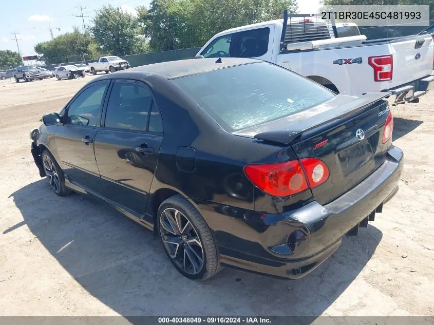 2005 Toyota Corolla Ce/Le/S VIN: 2T1BR30E45C481993 Lot: 40348049