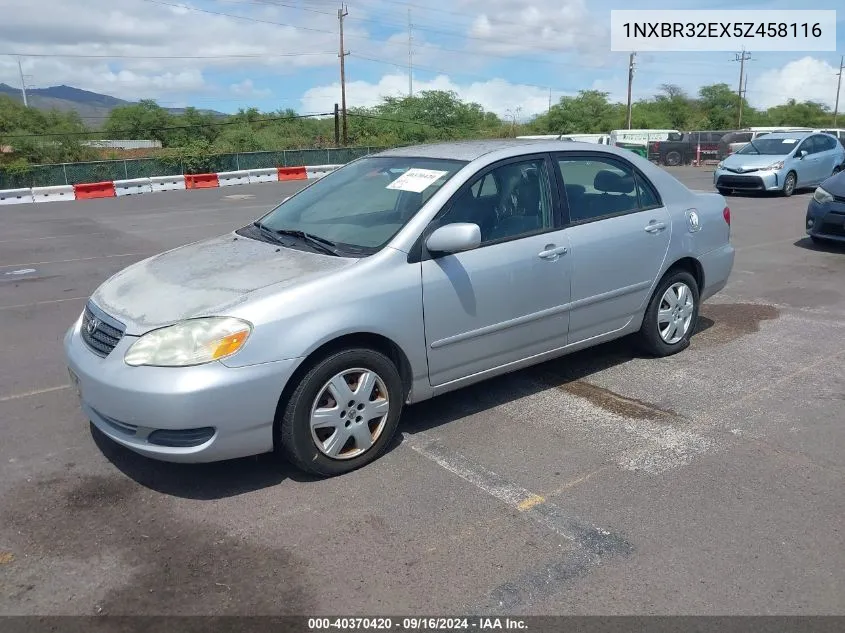 2005 Toyota Corolla Le VIN: 1NXBR32EX5Z458116 Lot: 40370420