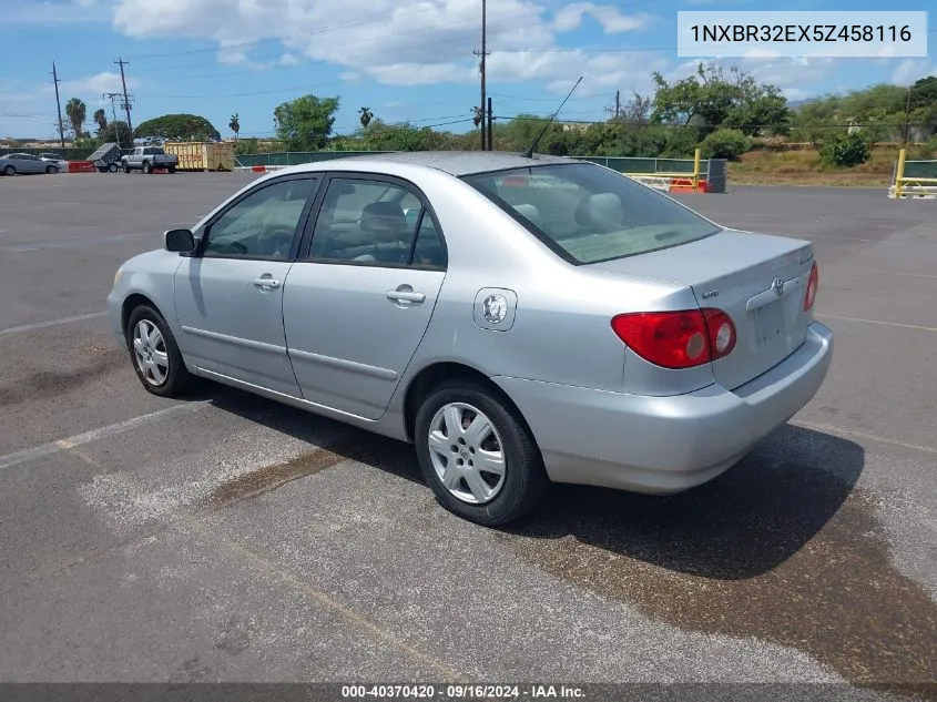 2005 Toyota Corolla Le VIN: 1NXBR32EX5Z458116 Lot: 40370420