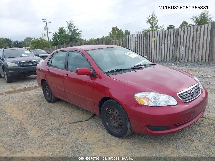 2005 Toyota Corolla Le VIN: 2T1BR32E05C365381 Lot: 40370703