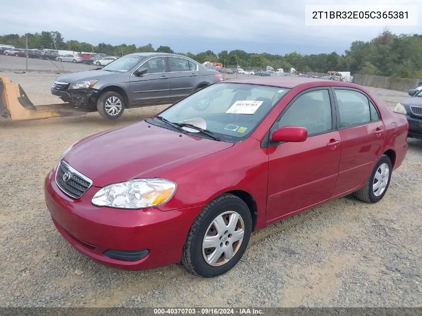 2005 Toyota Corolla Le VIN: 2T1BR32E05C365381 Lot: 40370703