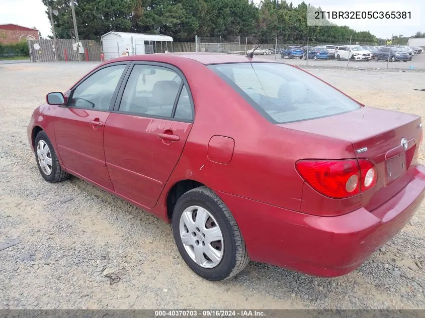 2005 Toyota Corolla Le VIN: 2T1BR32E05C365381 Lot: 40370703