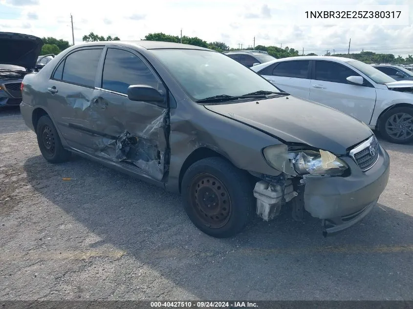 2005 Toyota Corolla Ce VIN: 1NXBR32E25Z380317 Lot: 40427510