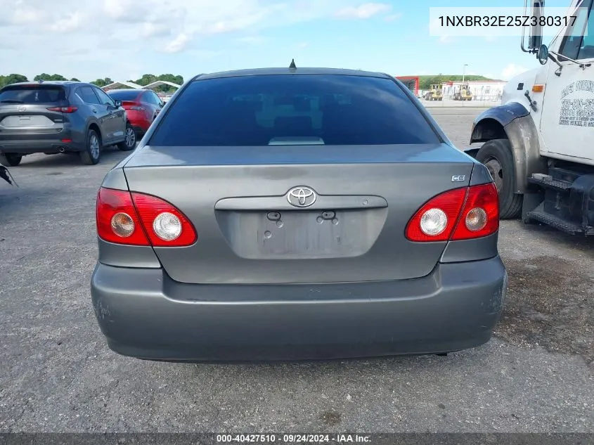 2005 Toyota Corolla Ce VIN: 1NXBR32E25Z380317 Lot: 40427510