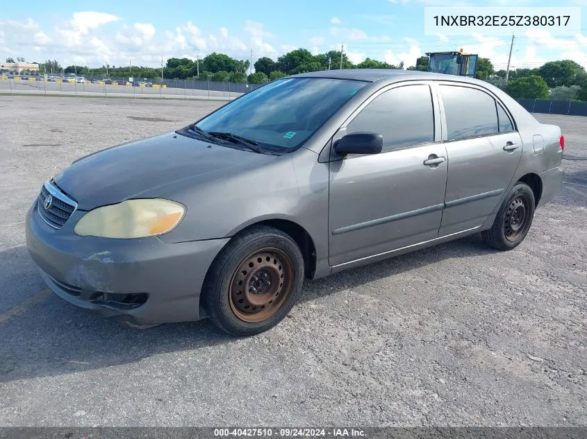 2005 Toyota Corolla Ce VIN: 1NXBR32E25Z380317 Lot: 40427510