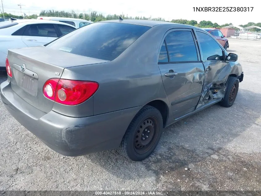 2005 Toyota Corolla Ce VIN: 1NXBR32E25Z380317 Lot: 40427510