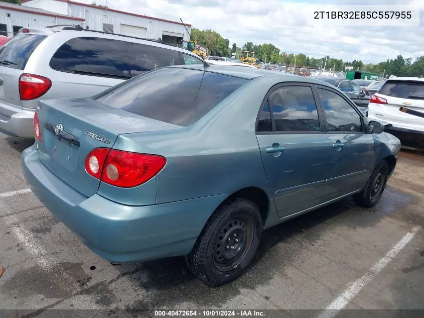 2005 Toyota Corolla Le VIN: 2T1BR32E85C557955 Lot: 40472654