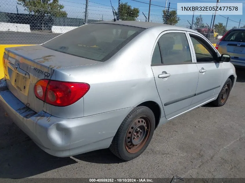 2005 Toyota Corolla Ce VIN: 1NXBR32E05Z477578 Lot: 40559252