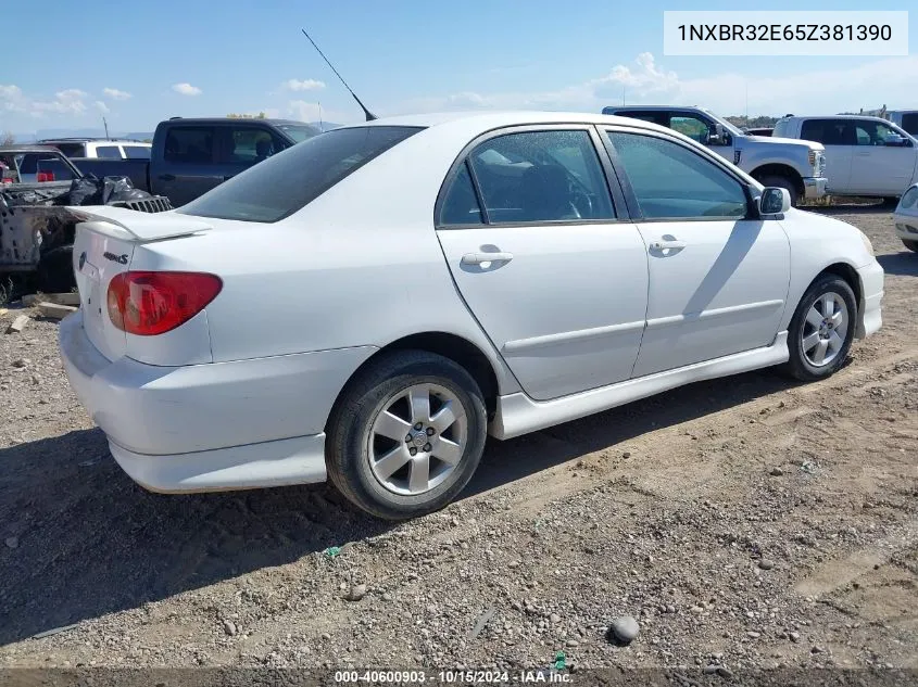 2005 Toyota Corolla S VIN: 1NXBR32E65Z381390 Lot: 40600903