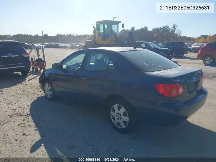 2005 Toyota Corolla Le VIN: 2T1BR32E05C326631 Lot: 40665360