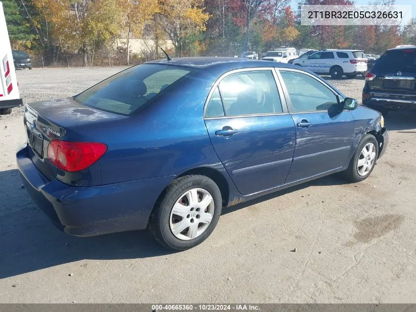 2005 Toyota Corolla Le VIN: 2T1BR32E05C326631 Lot: 40665360