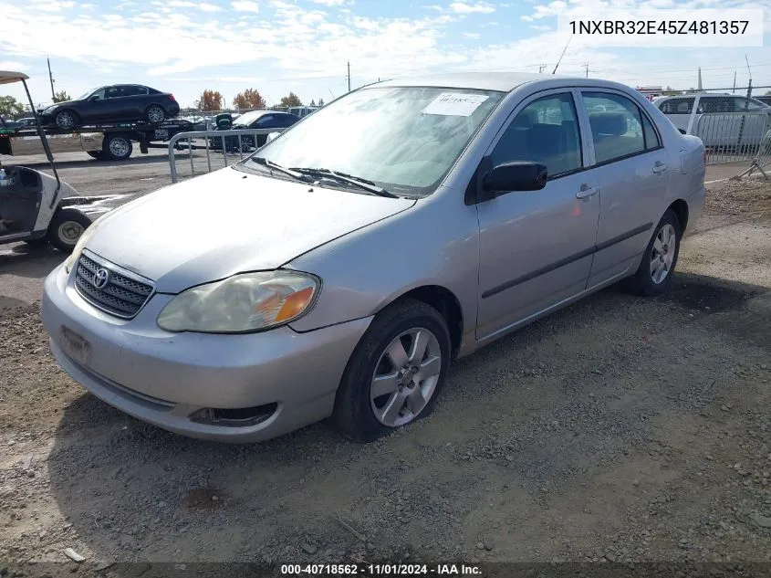 2005 Toyota Corolla Ce VIN: 1NXBR32E45Z481357 Lot: 40718562