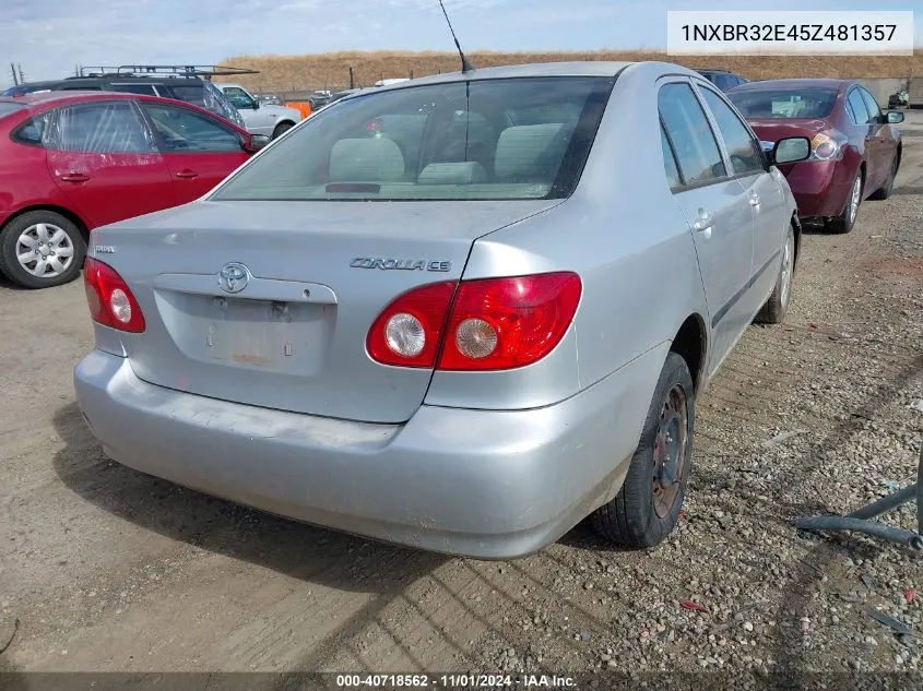 2005 Toyota Corolla Ce VIN: 1NXBR32E45Z481357 Lot: 40718562