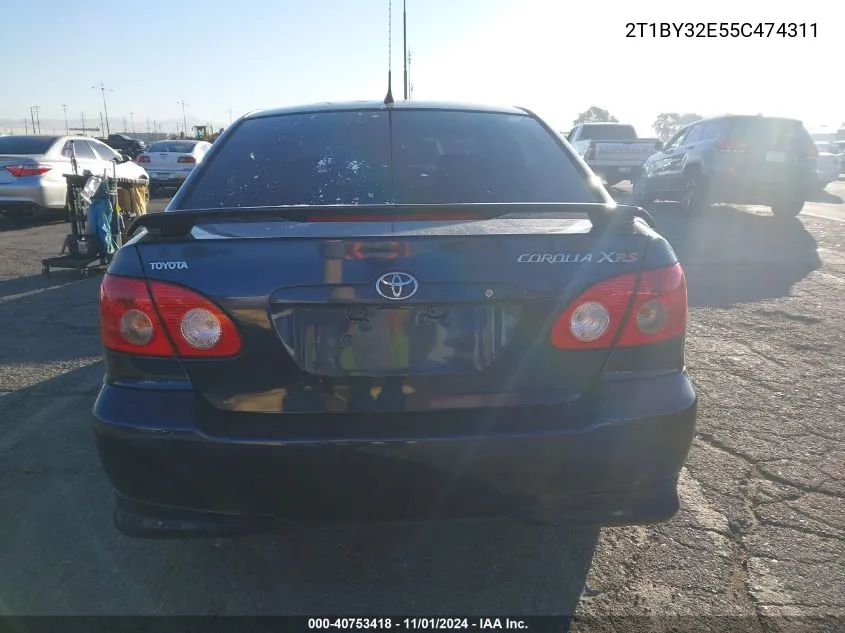 2005 Toyota Corolla Xrs VIN: 2T1BY32E55C474311 Lot: 40753418