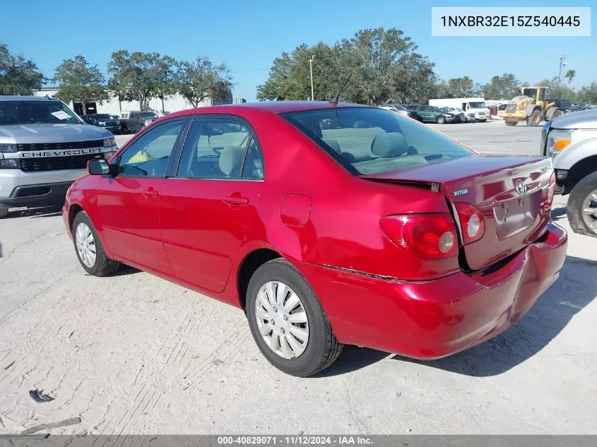 2005 Toyota Corolla Le VIN: 1NXBR32E15Z540445 Lot: 40829071