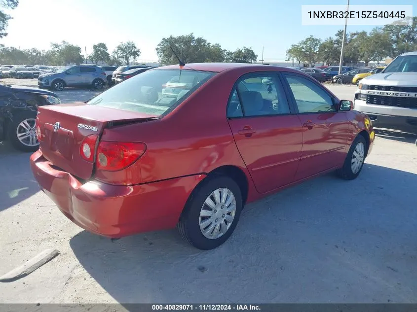 2005 Toyota Corolla Le VIN: 1NXBR32E15Z540445 Lot: 40829071