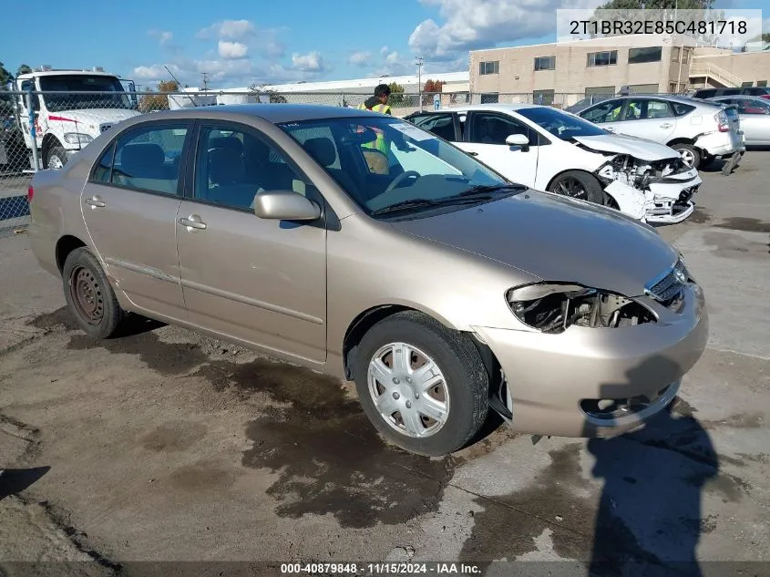 2005 Toyota Corolla Le VIN: 2T1BR32E85C481718 Lot: 40879848