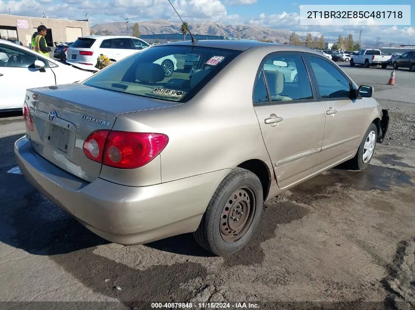 2005 Toyota Corolla Le VIN: 2T1BR32E85C481718 Lot: 40879848