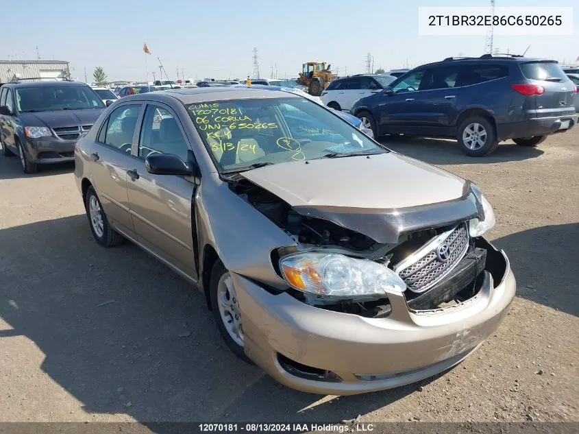 2006 Toyota Corolla Ce/Le/Sport VIN: 2T1BR32E86C650265 Lot: 12070181