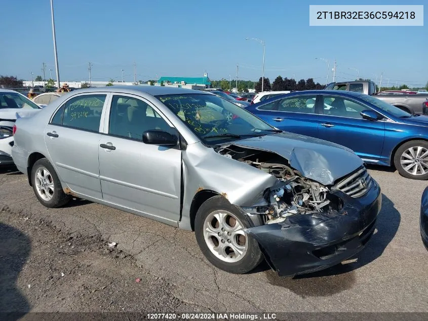 2006 Toyota Corolla Ce/Le/Sport VIN: 2T1BR32E36C594218 Lot: 12077420