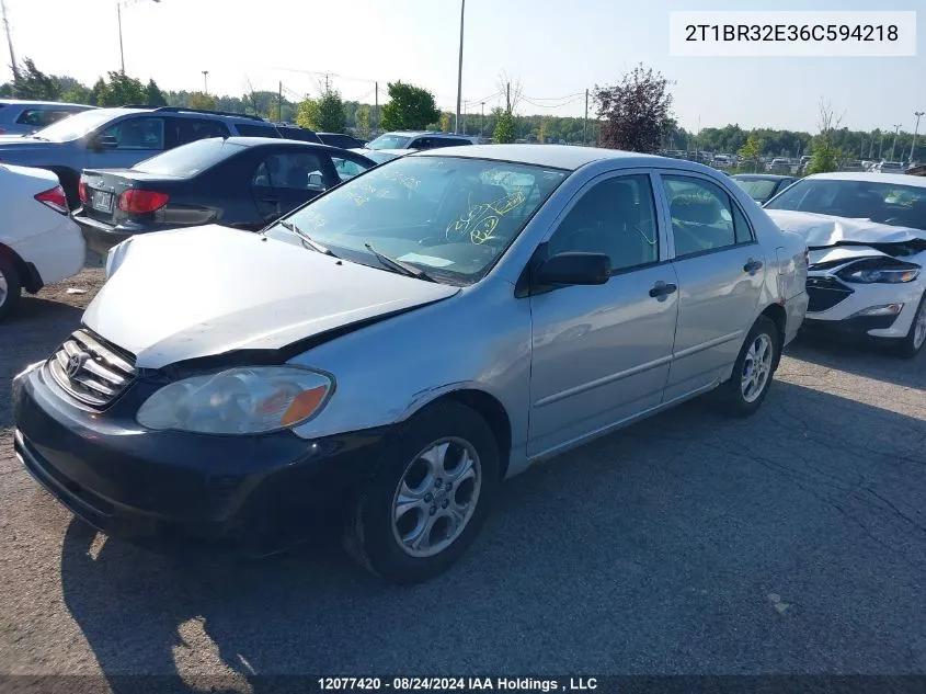 2006 Toyota Corolla Ce/Le/Sport VIN: 2T1BR32E36C594218 Lot: 12077420