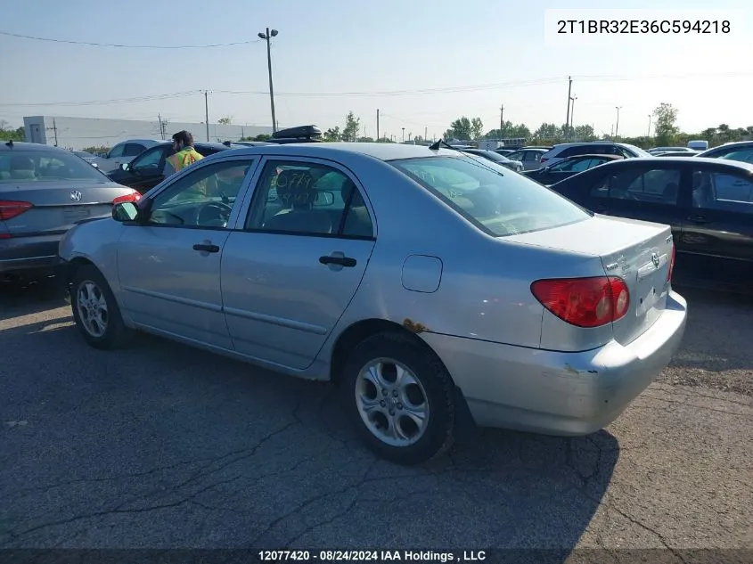 2006 Toyota Corolla Ce/Le/Sport VIN: 2T1BR32E36C594218 Lot: 12077420