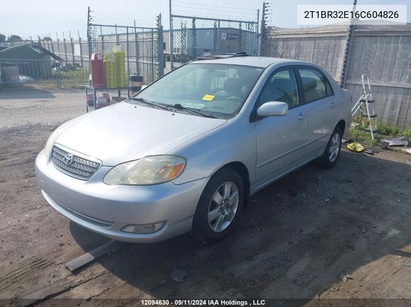 2006 Toyota Corolla Ce/Le/Sport VIN: 2T1BR32E16C604826 Lot: 12094630