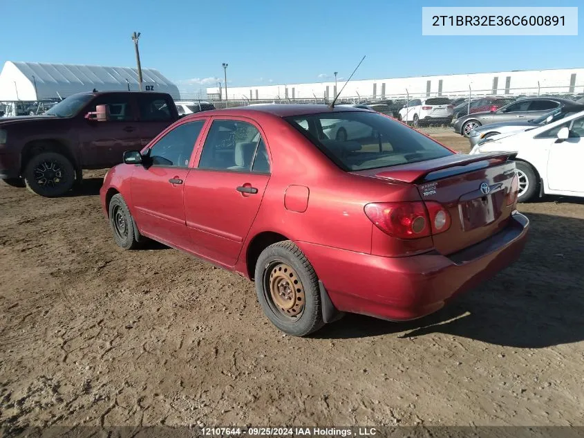 2006 Toyota Corolla Ce/Le/S VIN: 2T1BR32E36C600891 Lot: 12107644