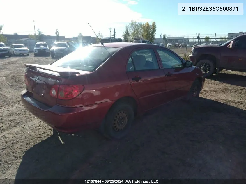 2006 Toyota Corolla Ce/Le/S VIN: 2T1BR32E36C600891 Lot: 12107644