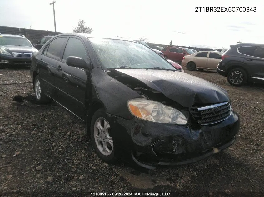 2006 Toyota Corolla Ce/Le/Sport VIN: 2T1BR32EX6C700843 Lot: 12108516