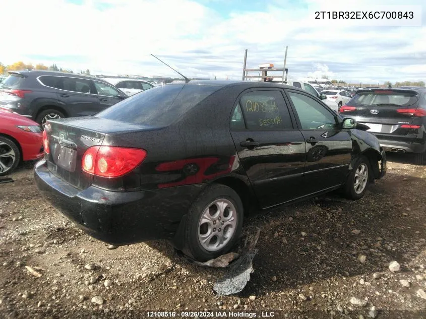 2006 Toyota Corolla Ce/Le/Sport VIN: 2T1BR32EX6C700843 Lot: 12108516