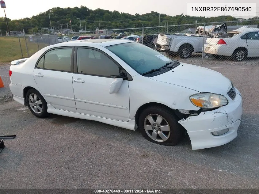 2006 Toyota Corolla Ce/Le/S VIN: 1NXBR32E86Z690540 Lot: 40278449