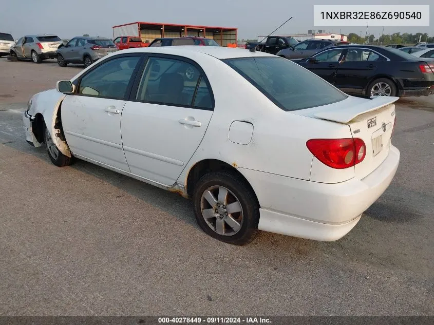 2006 Toyota Corolla Ce/Le/S VIN: 1NXBR32E86Z690540 Lot: 40278449