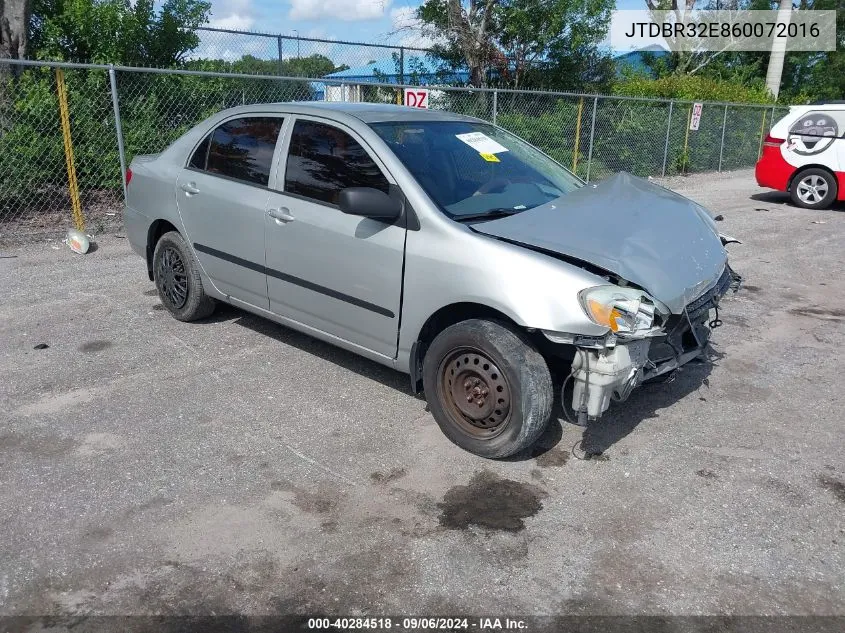 2006 Toyota Corolla Ce VIN: JTDBR32E860072016 Lot: 40284518