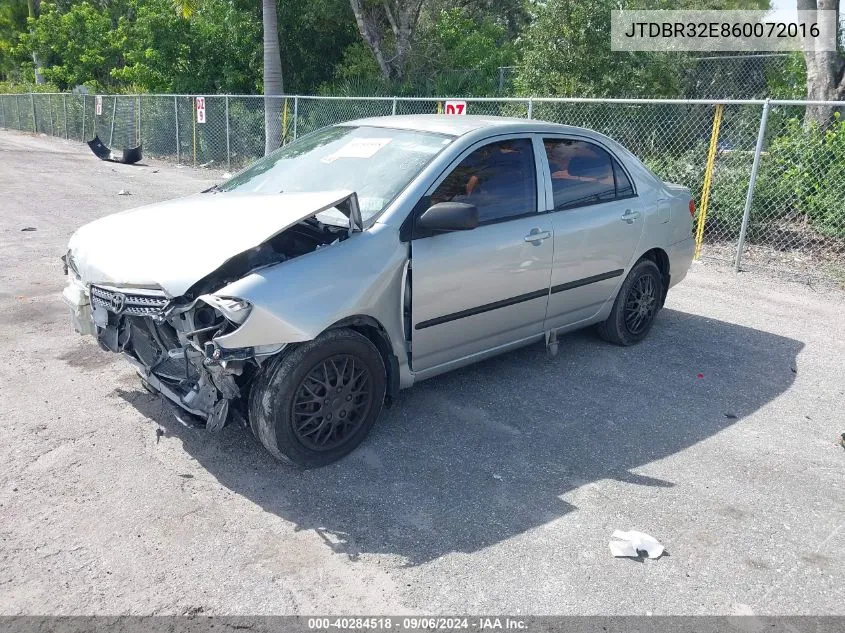 2006 Toyota Corolla Ce VIN: JTDBR32E860072016 Lot: 40284518