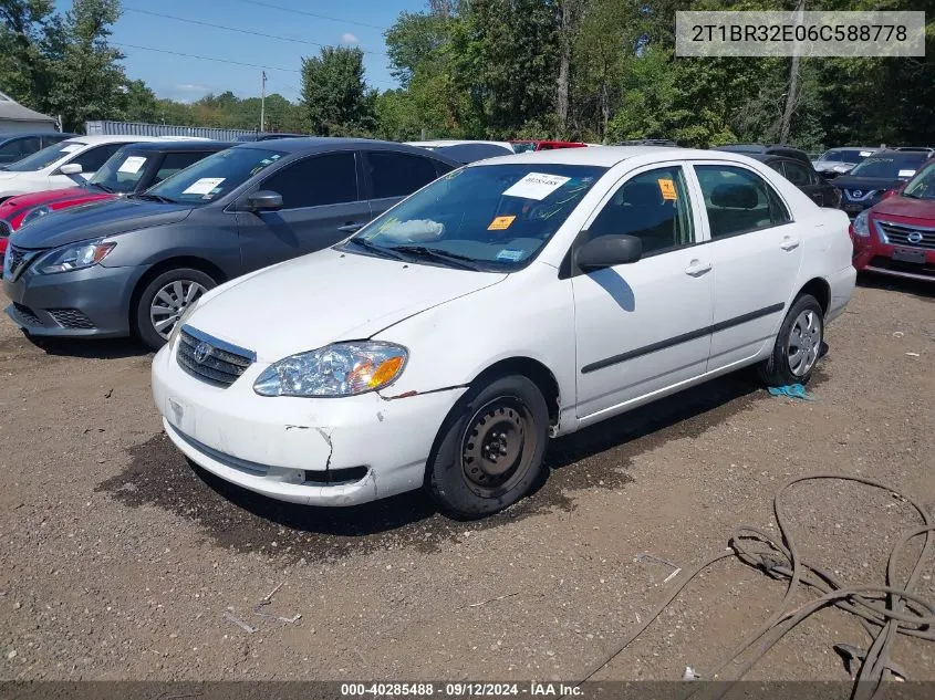 2006 Toyota Corolla Ce VIN: 2T1BR32E06C588778 Lot: 40285488