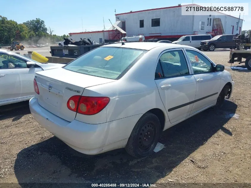 2006 Toyota Corolla Ce VIN: 2T1BR32E06C588778 Lot: 40285488