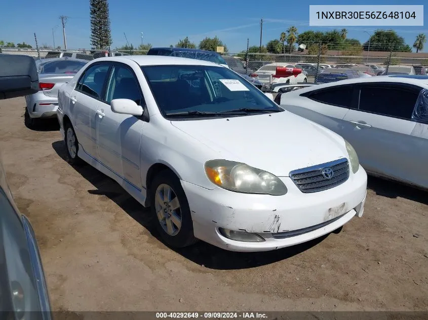 2006 Toyota Corolla S VIN: 1NXBR30E56Z648104 Lot: 40292649