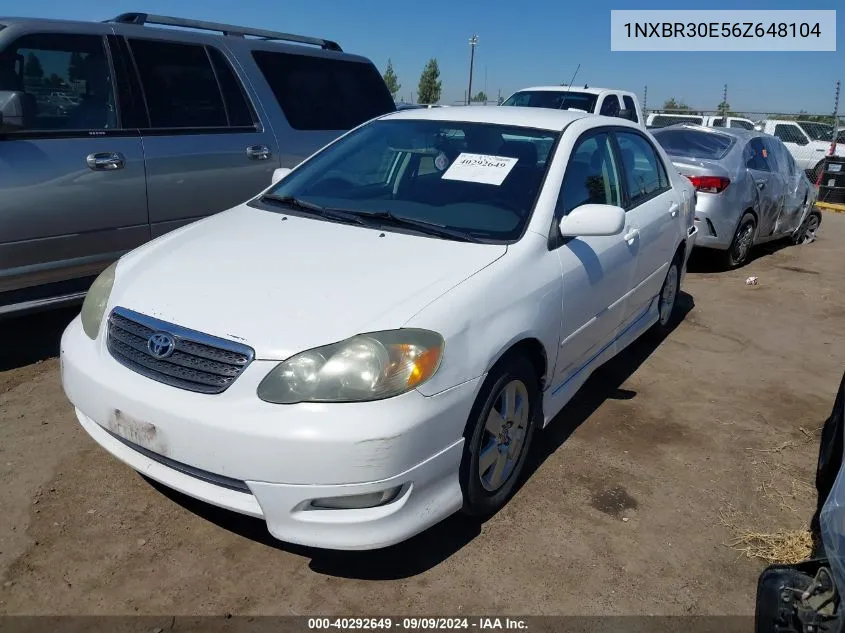 2006 Toyota Corolla S VIN: 1NXBR30E56Z648104 Lot: 40292649