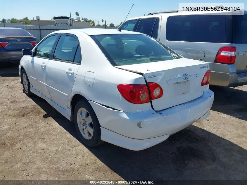 2006 Toyota Corolla S VIN: 1NXBR30E56Z648104 Lot: 40292649