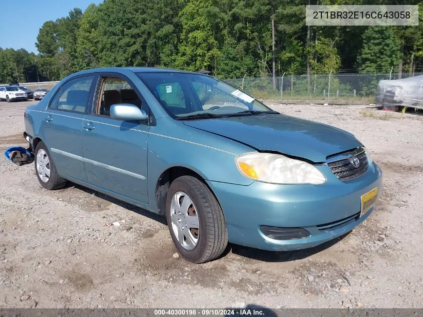 2006 Toyota Corolla Le VIN: 2T1BR32E16C643058 Lot: 40300198