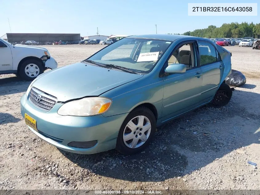 2006 Toyota Corolla Le VIN: 2T1BR32E16C643058 Lot: 40300198