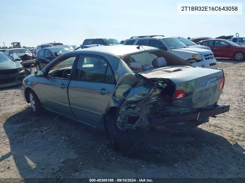 2006 Toyota Corolla Le VIN: 2T1BR32E16C643058 Lot: 40300198