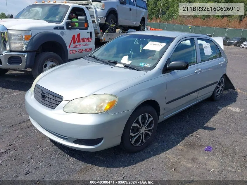 2006 Toyota Corolla Ce VIN: 2T1BR32E16C626910 Lot: 40300471