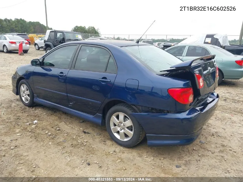 2006 Toyota Corolla S VIN: 2T1BR32E16C602526 Lot: 40321553