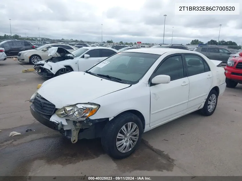 2006 Toyota Corolla Le VIN: 2T1BR32E86C700520 Lot: 40325023