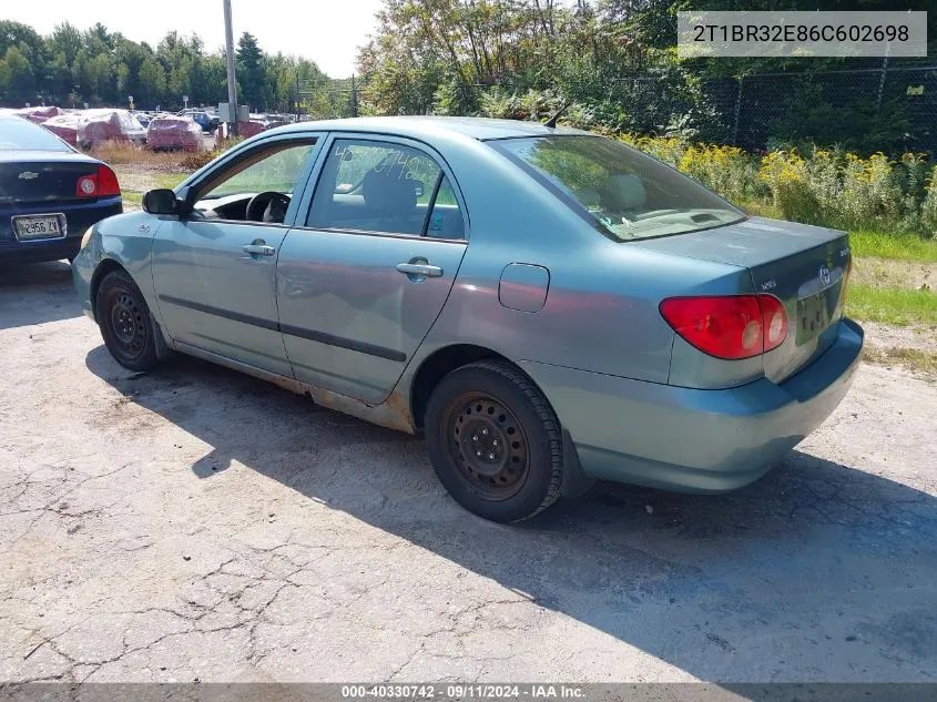 2006 Toyota Corolla Ce VIN: 2T1BR32E86C602698 Lot: 40330742