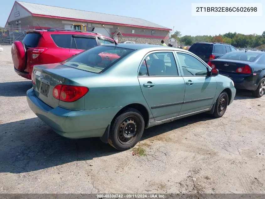 2006 Toyota Corolla Ce VIN: 2T1BR32E86C602698 Lot: 40330742